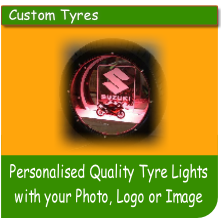 Personalised Quality Tyre Lights 
with your Photo, Logo or Image 